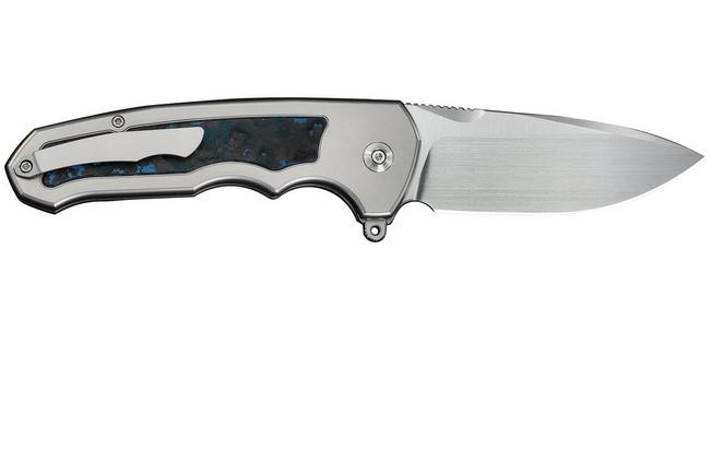 Afbeelding voor WE Knife Starlash WE23011D-2 Hand Rubbed Satin Böhler M390, Polished Bead Blasted Titanium, Arctic Storm FatCarbon Fiber Inlay, zakmes