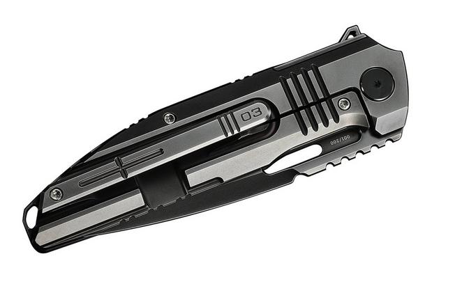 Image for WE Knife Tracks Limited Edition WE23059-1, Polished Grey Böhler M390, Polished Grey Titanium pocket knife