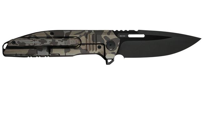 Image pour WE Knife Tracks Limited Edition WE23059-3, Black Stonewashed Böhler M390, Desert Terrain Titanium, couteau de poche