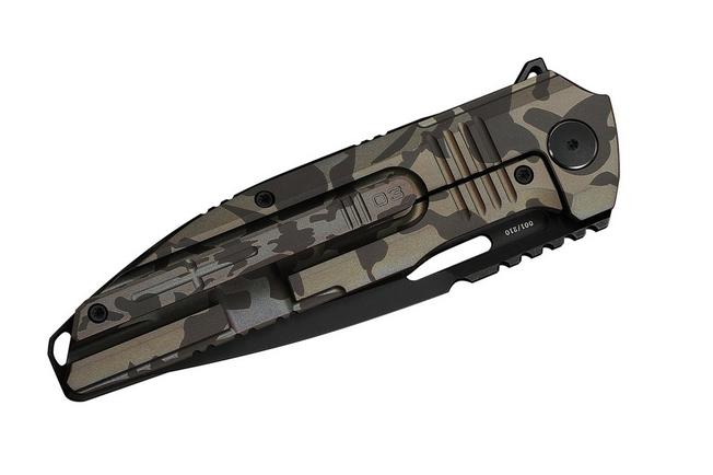 Image pour WE Knife Tracks Limited Edition WE23059-3, Black Stonewashed Böhler M390, Desert Terrain Titanium, couteau de poche