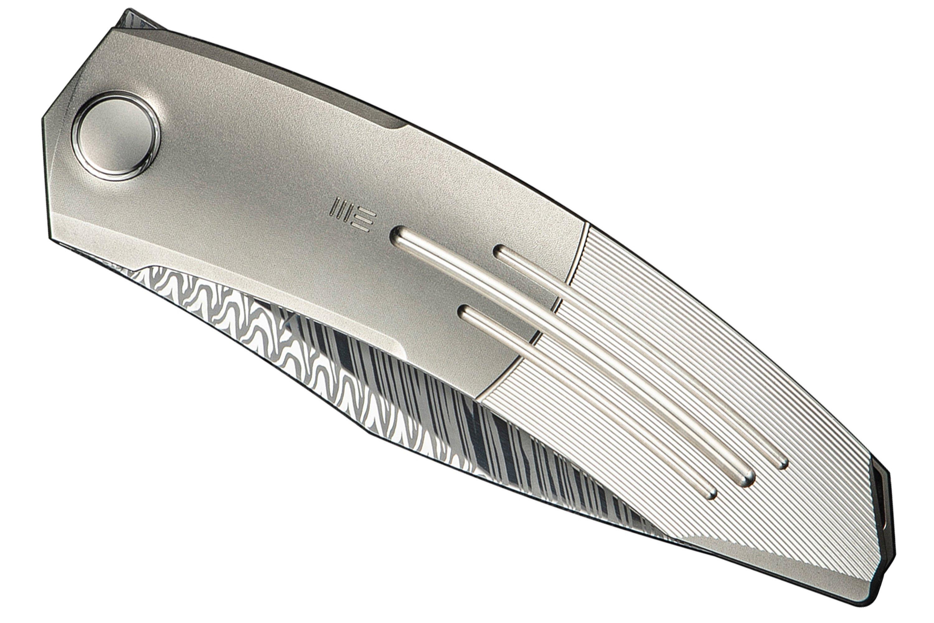WE Knife Sine WE23069B-DS1 Fafnir-Damast, Wave Bead Blasted Titanium ...