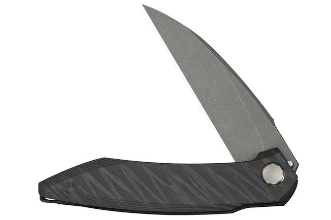 Image pour WE Knife Fluxor WE23071-3 Graywashed M390, Tiger Stripe Flamed Titanium, couteau de poche