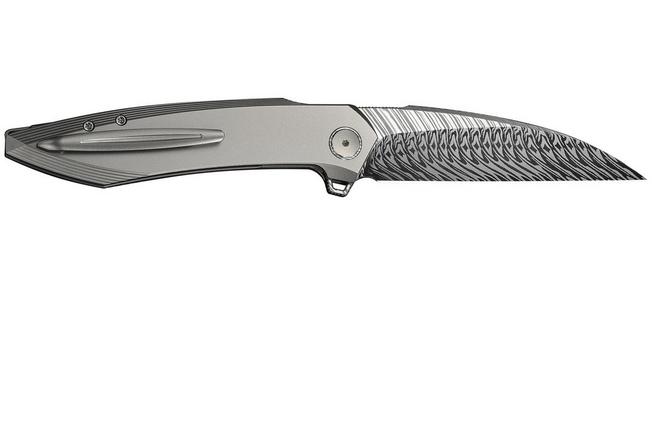 Image pour WE Knife Fluxor WE23071-DS1 Fafnir Damasteel, Polished Bead Blasted Titanium, couteau de poche