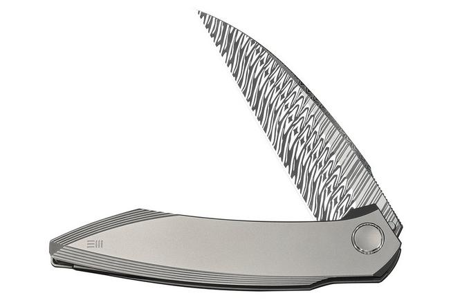 Image pour WE Knife Fluxor WE23071-DS1 Fafnir Damasteel, Polished Bead Blasted Titanium, couteau de poche