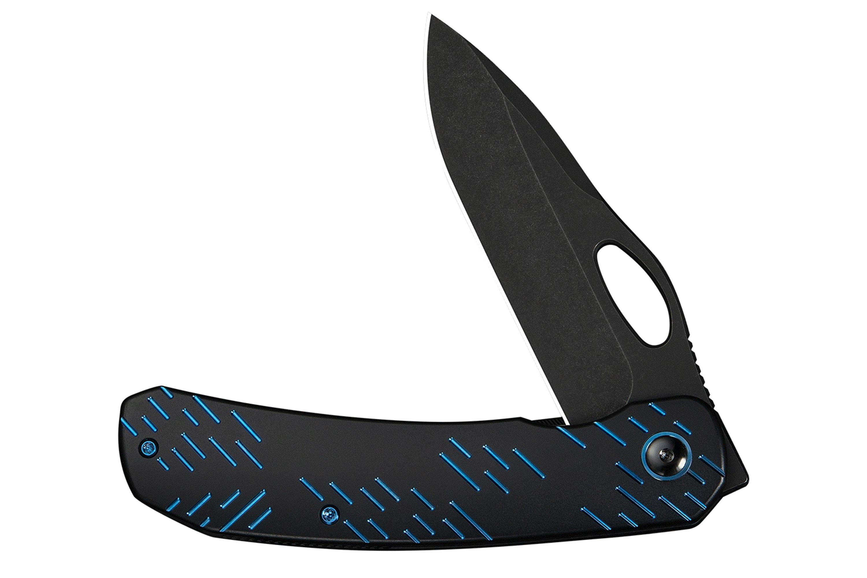 WE Knife Inmate WE23096B-2, Black Stonewashed CPM 20CV, Black Titanium ...