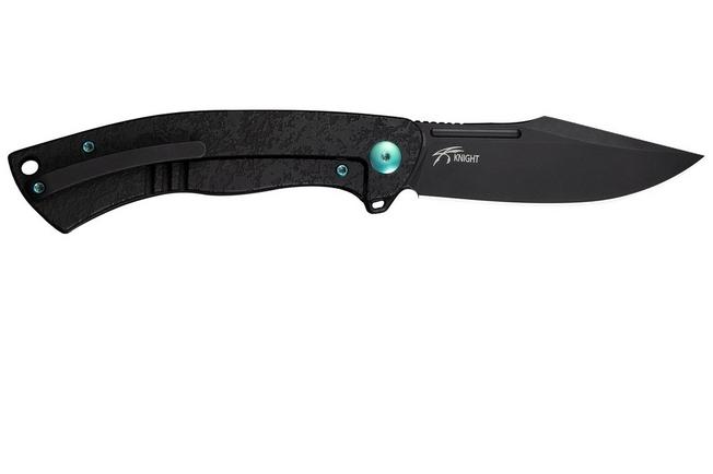 Afbeelding voor WE Knife Essential Knight WE24003-2 Blackwashed Böhler M390, Etched Black Titanium, zakmes, Jason Knight design