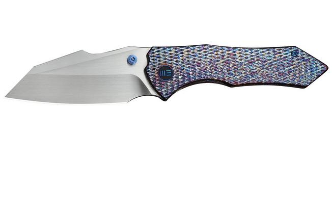 Bild für WE Knife High-Fin XL WE24010-5, Satin CPM 20CV, Diamond Patterned Flamed Titanium, Taschenmesser