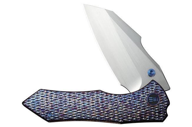 Bild für WE Knife High-Fin XL WE24010-5, Satin CPM 20CV, Diamond Patterned Flamed Titanium, Taschenmesser