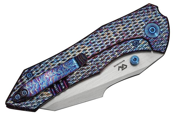 Bild für WE Knife High-Fin XL WE24010-5, Satin CPM 20CV, Diamond Patterned Flamed Titanium, Taschenmesser