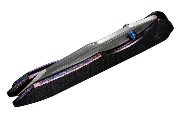 Bild für WE Knife High-Fin XL WE24010-5, Satin CPM 20CV, Diamond Patterned Flamed Titanium, Taschenmesser