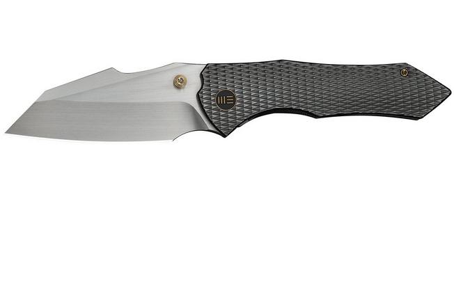 Immagine per WE Knife High-Fin XL WE24010-6, Satin CPM 20CV, Diamond Patterned Black Titanium, coltello da tasca
