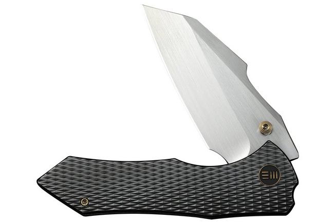 Immagine per WE Knife High-Fin XL WE24010-6, Satin CPM 20CV, Diamond Patterned Black Titanium, coltello da tasca