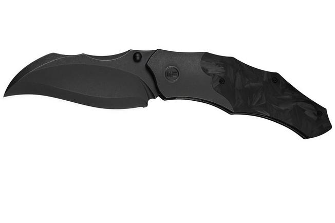 Image pour WE Knife Orc Boss WE24042-1 Blackwashed CPM 20CV, Black Titanium Shredded Carbon Inlay, couteau de poche, Grant Chambers design