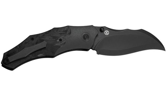 Image pour WE Knife Orc Boss WE24042-1 Blackwashed CPM 20CV, Black Titanium Shredded Carbon Inlay, couteau de poche, Grant Chambers design