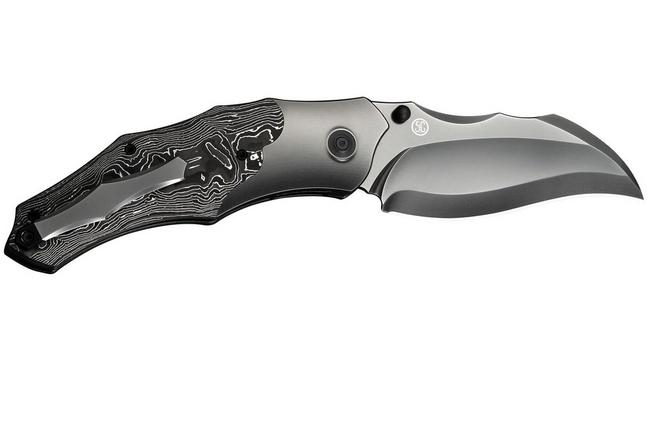 Image for WE Knife Orc Boss WE24042-3 Polished Gray CPM 20CV, Gray Titanium Aluminum Foil Carbon Inlay, pocket knife, Grant Chambers design