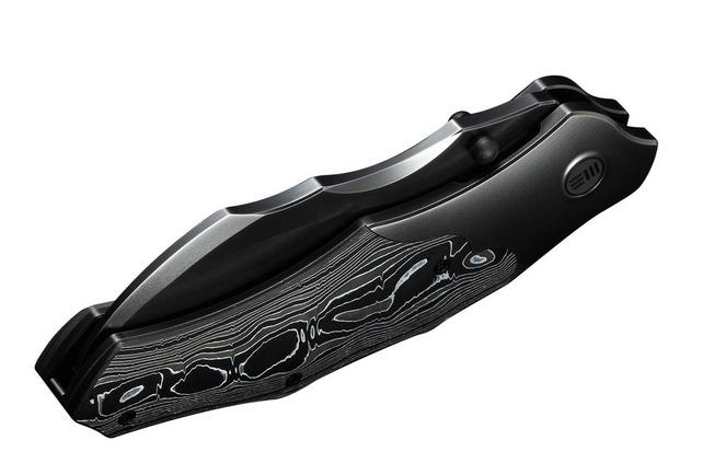 Image for WE Knife Orc Boss WE24042-3 Polished Gray CPM 20CV, Gray Titanium Aluminum Foil Carbon Inlay, pocket knife, Grant Chambers design