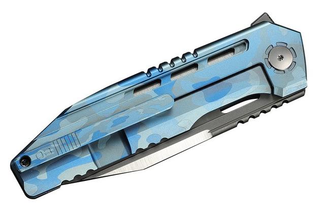 Image pour WE Knife Gunwale Limited Edition WE24048-3, Hand Polished Satin Böhler M390, Blue Terrain Titanium, couteau de poche