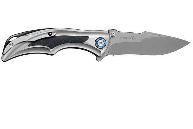 Bild für WE Knife Tighe Down WE24054-1 Stonewashed Böhler M390, Integral Gray Titanium Black Blue CF Inlay, Taschenmesser, Brian Tighe Design 