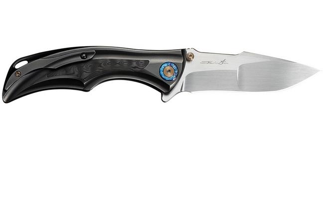 Bild für WE Knife Tighe Down WE24054-2 Hand Satin Böhler M390, Integral Polished Black Titanium Rose CF Inlay, Taschenmesser, Brian Tighe Design