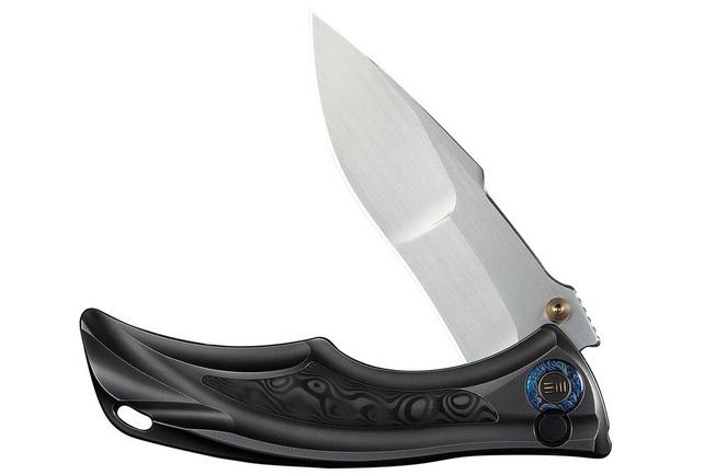 Bild für WE Knife Tighe Down WE24054-2 Hand Satin Böhler M390, Integral Polished Black Titanium Rose CF Inlay, Taschenmesser, Brian Tighe Design