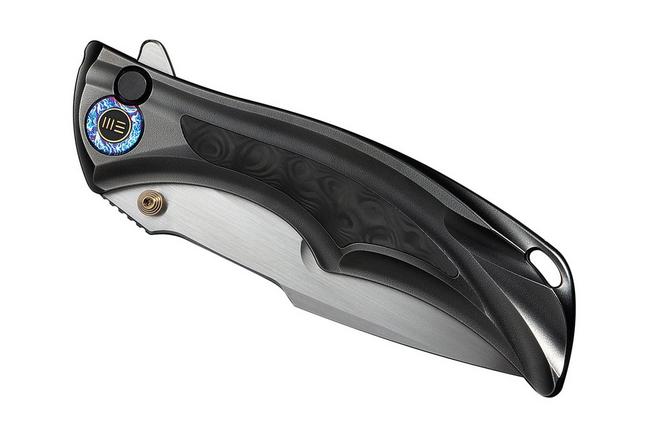 Bild für WE Knife Tighe Down WE24054-2 Hand Satin Böhler M390, Integral Polished Black Titanium Rose CF Inlay, Taschenmesser, Brian Tighe Design