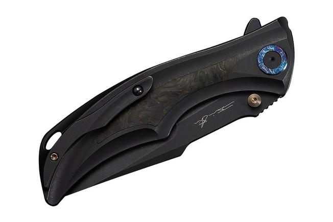 Bild für WE Knife Tighe Down WE24054B-1 Blackwashed Böhler M390, Integral Black Titanium Black Yellow CF Inlay, Taschenmesser, Brian Tighe Design