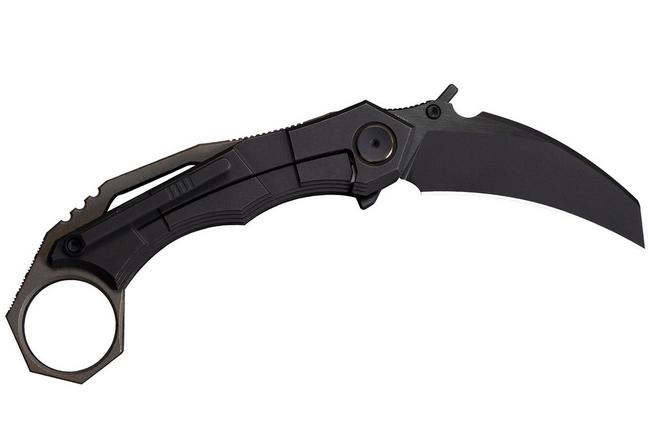 Image for WE Knife Tayra WE24069-1 Blackwashed Bevels Black Brushed Flats Böhler M390, Black Titanium, pocket knife