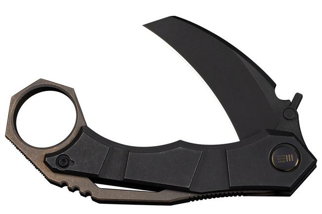 Image for WE Knife Tayra WE24069-1 Blackwashed Bevels Black Brushed Flats Böhler M390, Black Titanium, pocket knife