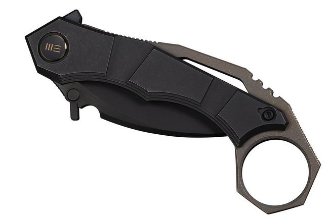 Image for WE Knife Tayra WE24069-1 Blackwashed Bevels Black Brushed Flats Böhler M390, Black Titanium, pocket knife