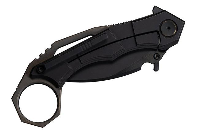 Image for WE Knife Tayra WE24069-1 Blackwashed Bevels Black Brushed Flats Böhler M390, Black Titanium, pocket knife
