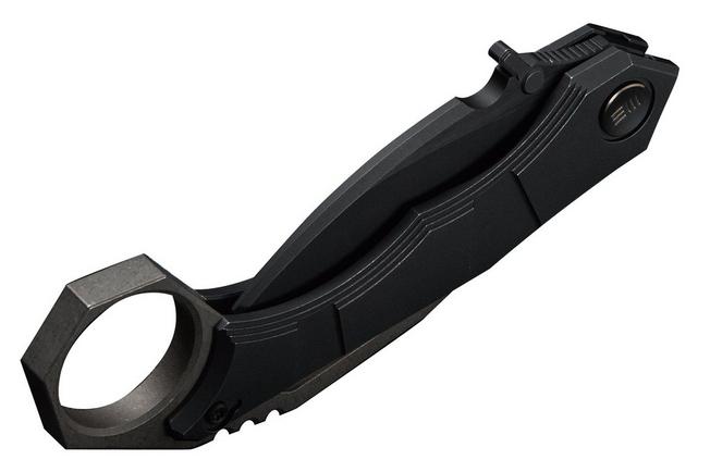 Image for WE Knife Tayra WE24069-1 Blackwashed Bevels Black Brushed Flats Böhler M390, Black Titanium, pocket knife