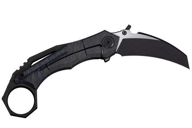 Image for WE Knife Tayra WE24069-4 Blackwashed Böhler M390, Tiger Stripe Pattern Flamed Titanium, pocket knife
