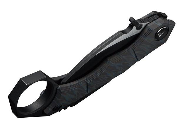 Image for WE Knife Tayra WE24069-4 Blackwashed Böhler M390, Tiger Stripe Pattern Flamed Titanium, pocket knife