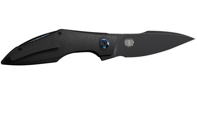Image for WE Knife Krait Snake WE24084-1 Blackwashed Böhler M390, Black Titanium, Flamed Hardware, pocket knife, Tashi Bharucha design