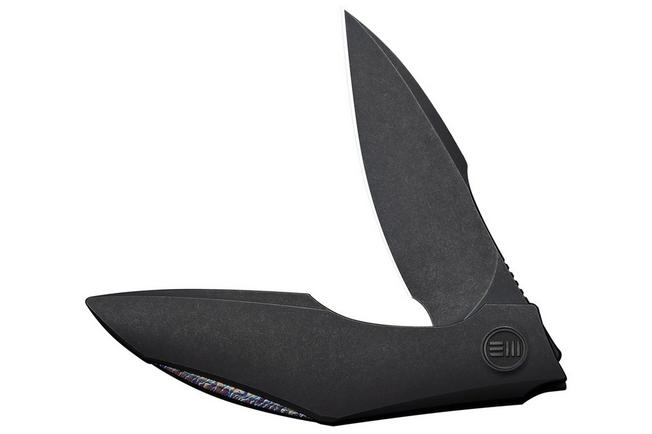 Image for WE Knife Krait Snake WE24084-1 Blackwashed Böhler M390, Black Titanium, Flamed Hardware, pocket knife, Tashi Bharucha design