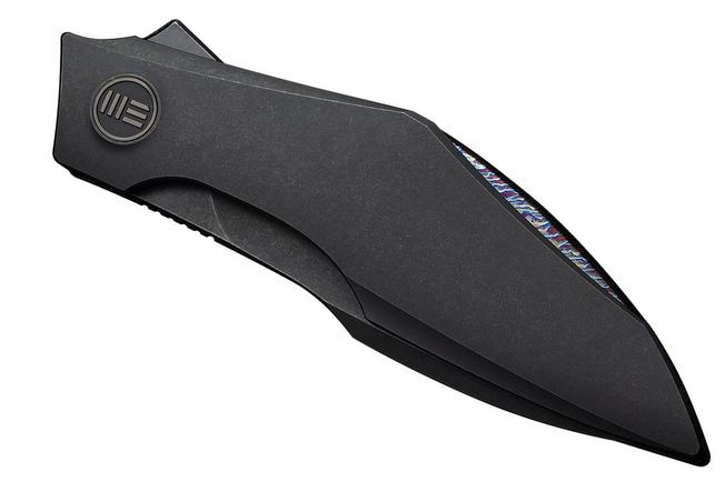 Image for WE Knife Krait Snake WE24084-1 Blackwashed Böhler M390, Black Titanium, Flamed Hardware, pocket knife, Tashi Bharucha design