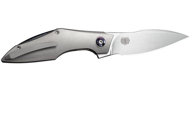 Image for WE Knife Krait Snake WE24084-2 Hand Rubbed Satin Böhler M390, Gray Titanium, Flamed Hardware, pocket knife, Tashi Bharucha design