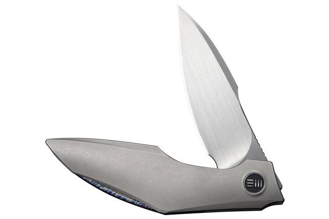 Image for WE Knife Krait Snake WE24084-2 Hand Rubbed Satin Böhler M390, Gray Titanium, Flamed Hardware, pocket knife, Tashi Bharucha design