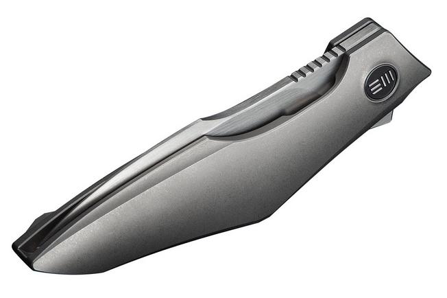 Image for WE Knife Krait Snake WE24084-2 Hand Rubbed Satin Böhler M390, Gray Titanium, Flamed Hardware, pocket knife, Tashi Bharucha design