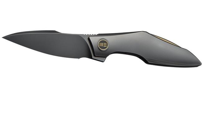 Image for WE Knife Krait Snake WE24084-3 Polished Gray Böhler M390, Polished Gray Titanium, Gold Anodized Hardware, pocket knife, Tashi Bharucha design