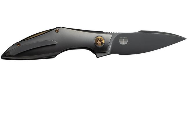 Image for WE Knife Krait Snake WE24084-3 Polished Gray Böhler M390, Polished Gray Titanium, Gold Anodized Hardware, pocket knife, Tashi Bharucha design