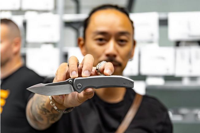 Bild für WE Knife Ryson WE24086-DS1 Hugin Damasteel, Gray Titanium, Taschenmesser, Raven The Pirate Design