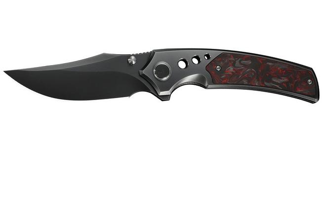 Bild für WE Knife Skynix WE24087-4, Polished Gray Böhler M390, Black Titanium, Red Carbon Fiber Inlay Taschenmesser