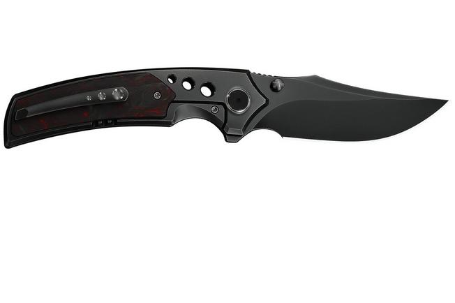 Bild für WE Knife Skynix WE24087-4, Polished Gray Böhler M390, Black Titanium, Red Carbon Fiber Inlay Taschenmesser