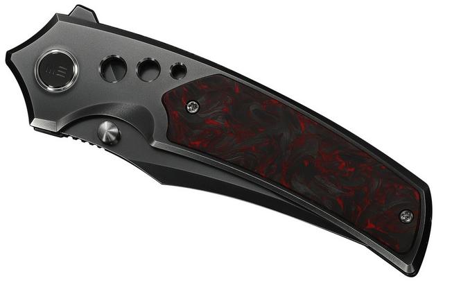 Bild für WE Knife Skynix WE24087-4, Polished Gray Böhler M390, Black Titanium, Red Carbon Fiber Inlay Taschenmesser