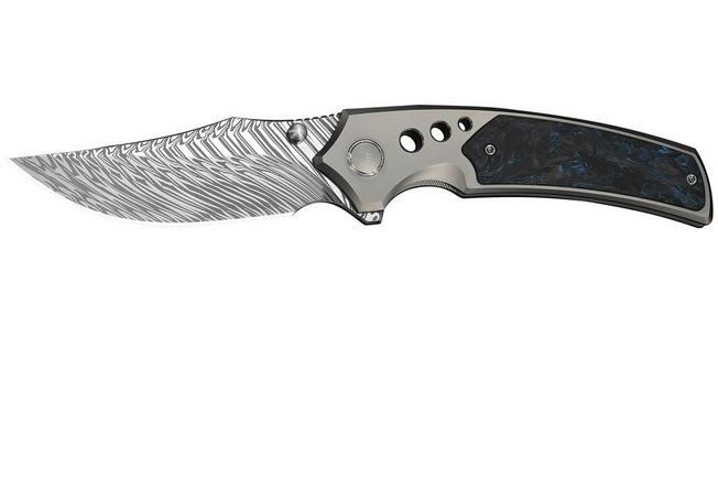 Imagen para WE Knife Skynix WE24087-DS1, Fafnir Damasteel, Gray Titanium, Black/Blue Carbon Fiber Inlay, navaja