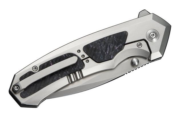 Afbeelding voor WE Knife Corwyn WE24088-2 Stonewashed Böhler M390, Gray Titanium Black Pink Carbonfiber, zakmes