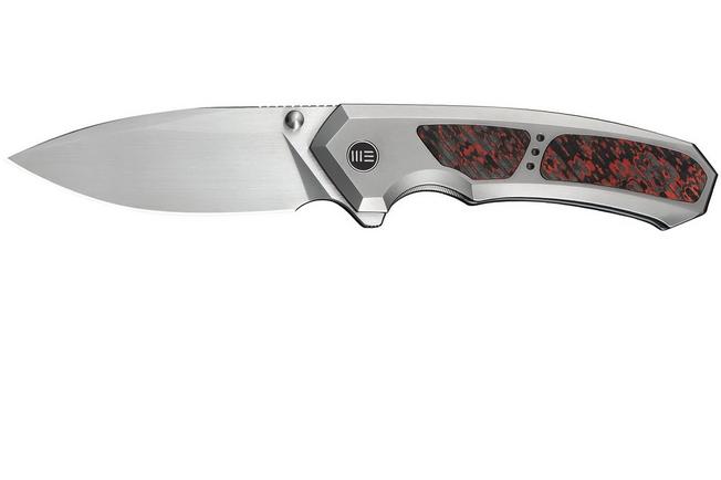 Afbeelding voor WE Knife Corwyn WE24088-4 Hand Satin Böhler M390, Polished Bead Blasted Titanium Lava Flow FatCarbon, zakmes