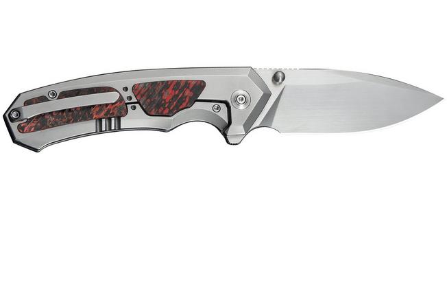 Afbeelding voor WE Knife Corwyn WE24088-4 Hand Satin Böhler M390, Polished Bead Blasted Titanium Lava Flow FatCarbon, zakmes