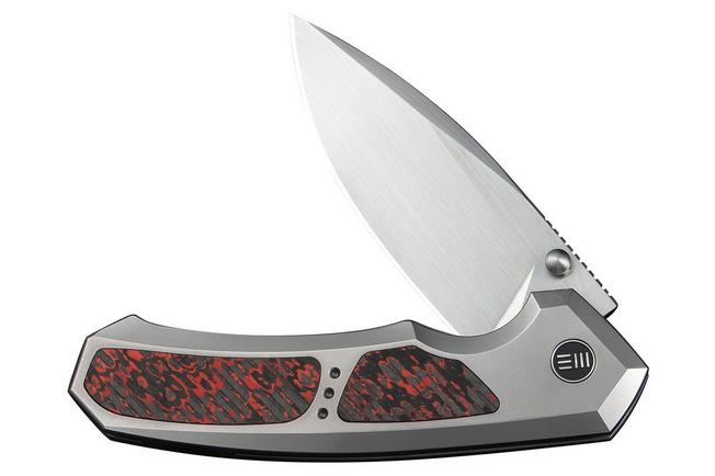 Afbeelding voor WE Knife Corwyn WE24088-4 Hand Satin Böhler M390, Polished Bead Blasted Titanium Lava Flow FatCarbon, zakmes